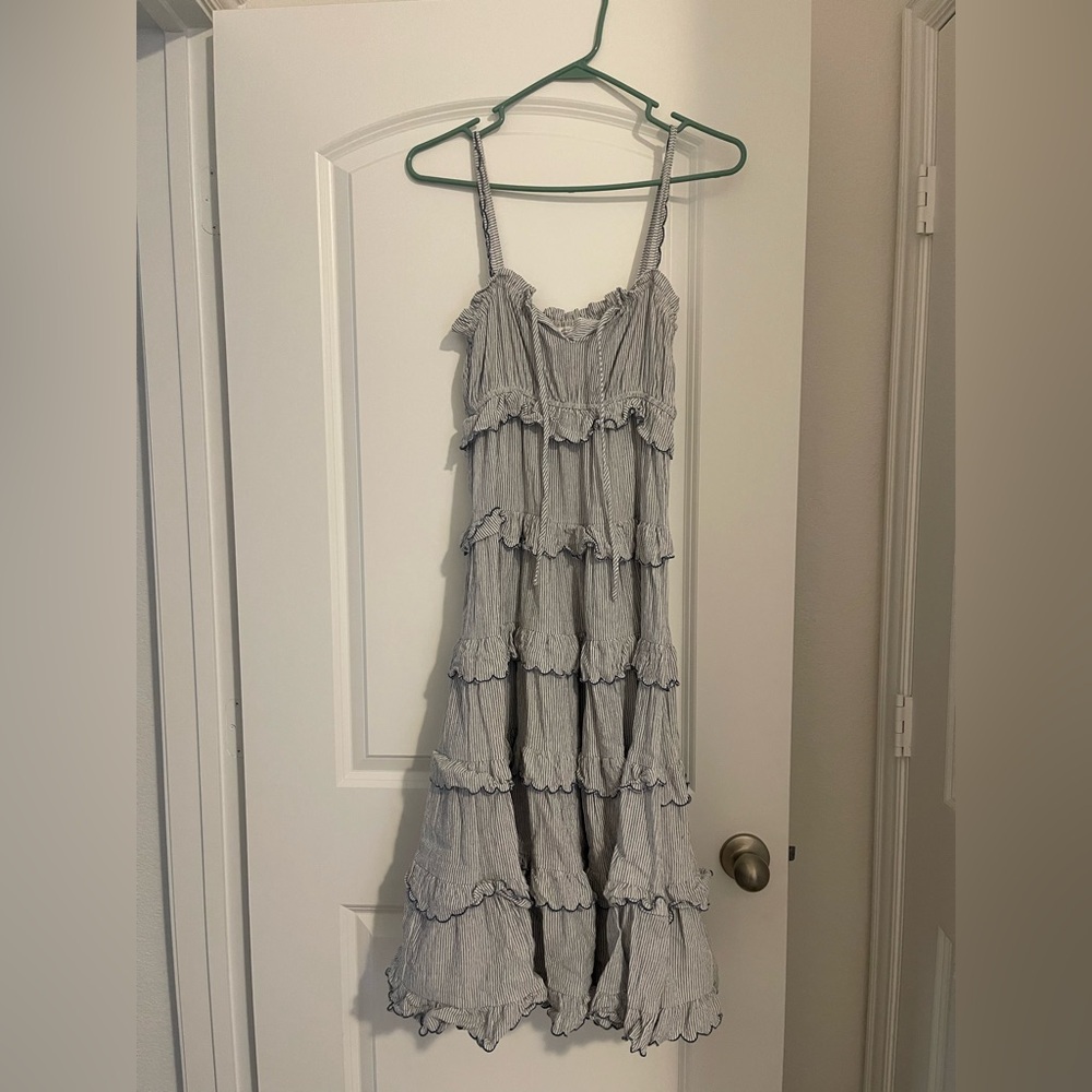 Tiered Striped Midi Dress